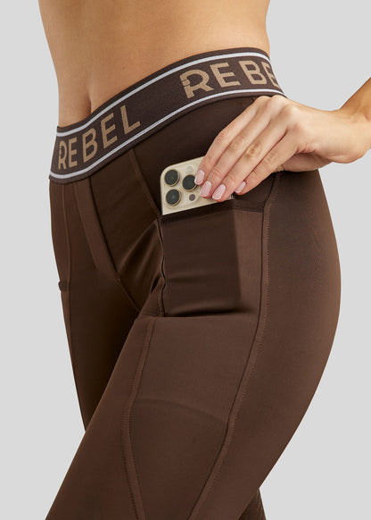 Rebel legging con logo cintura FG - Marrón