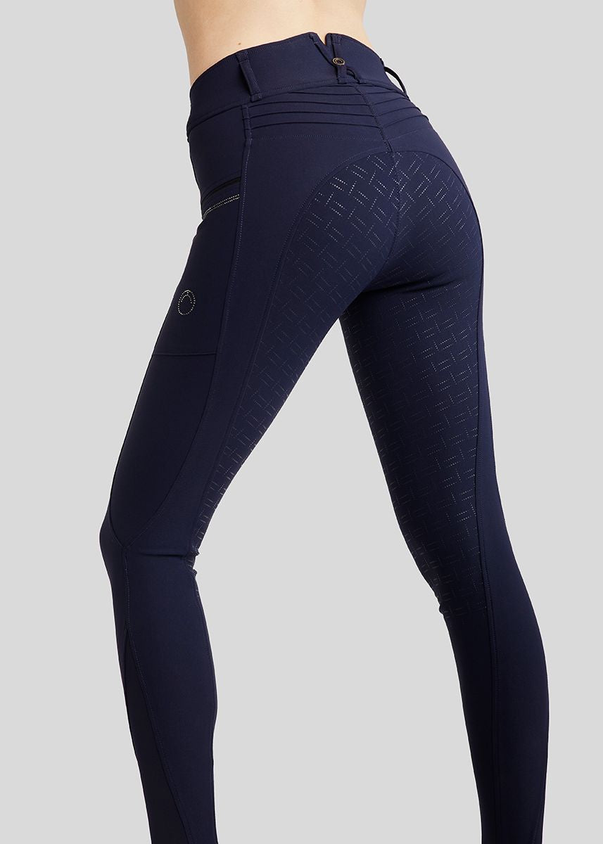 MoRosie pantalones Montar con pliegues y crystals Dark Navy F/G