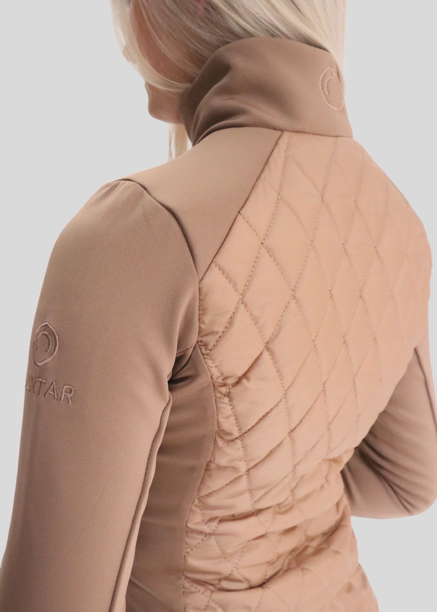 MoQuinn quilted hybrid jacket latte