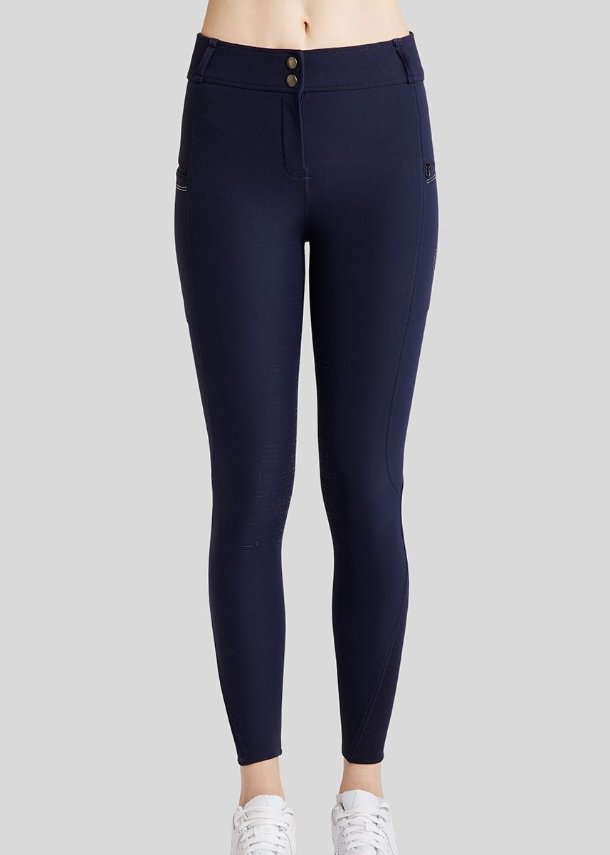 MoRosie pantalones Montar con pliegues y crystals Dark Navy F/G