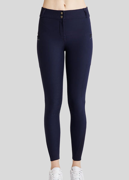 MoRosie pantalones Montar con pliegues y crystals Dark Navy F/G